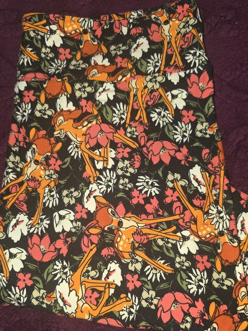 Vintage LLR Disney Collection Leggings- Bambi & Pink Floral Print